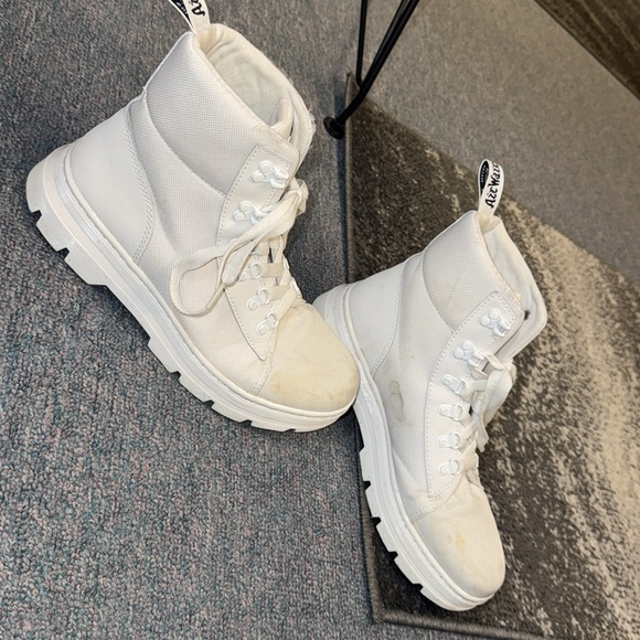 Dr. Martens Boots Womens 10 Combs Poly Combat White Canvas Lace Up - Picture 4 of 6